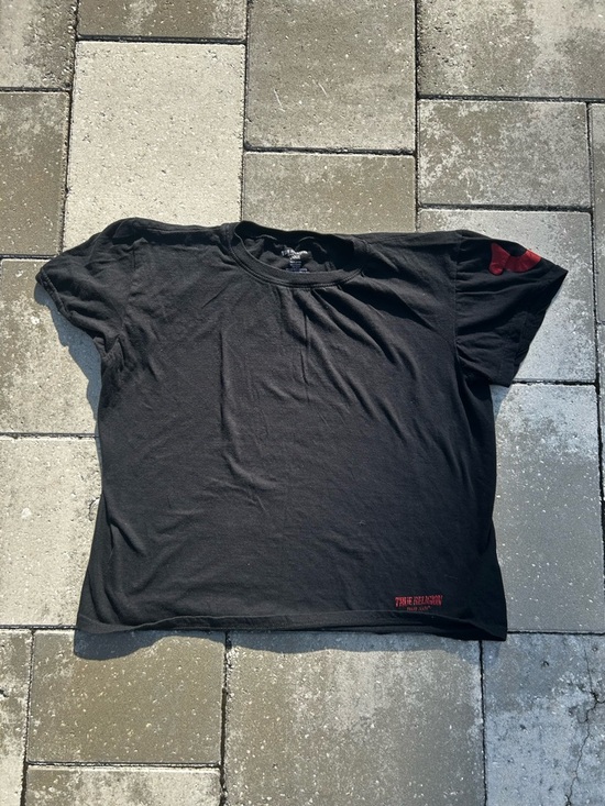 True Religion Tops - True Religion Black Short-Sleeve Crewneck Tee with Red Accent